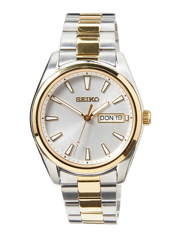 

Seiko Analog Watch for Women with Stainless Steel Band, Water Resistant, SUR446P1, Silver-Silver/Gold