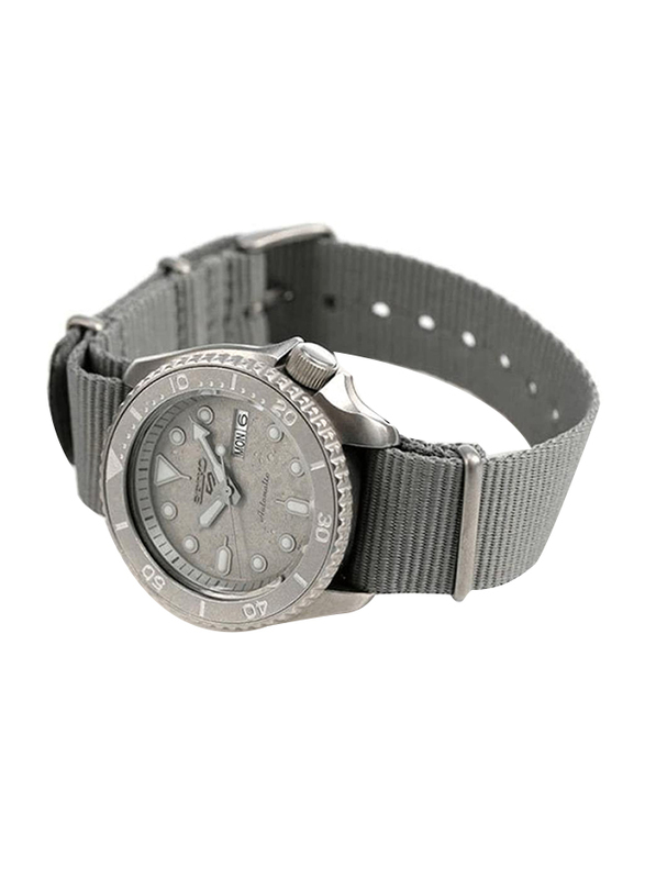 Seiko 5 Automatic Sports Analog Watch for Men with Nylon Band, Water Resistant, SRPG61K1, Grey