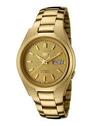Seiko 5 Automatic Analog Watch for Men with Stainless Steel Band, Water Resistant, SNK610K1, Gold
