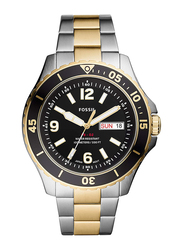 Fossil Analog Quartz Watch for Men with Stainless Steel Band, Water Resistant, FS5766, Silver/Gold-Black
