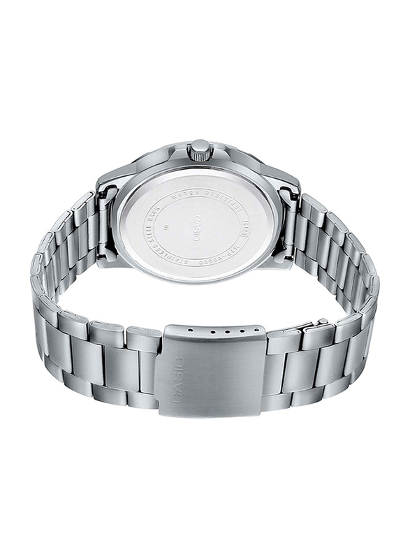 Casio Enticer Analog Watch for Men with Stainless Steel Band, Water Resistant and Chronograph, MTP-VD300D-2EUDF, Silver-Blue