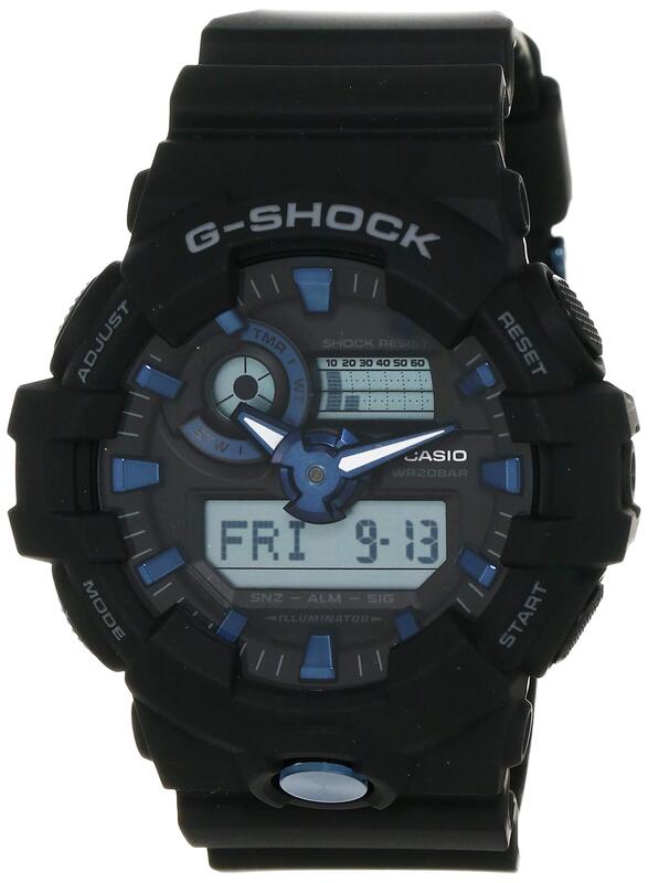 

Casio G-Shock Analog + Digital Watch for Men with Resin Band, Water Resistant, GA-710B-1A2DR (G872), Black-Black