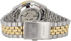 Seiko 21 Jewels Analog Watch for Men with Stainless Steel Band, Water Resistant, SNKC44J, Multicolour-Gold