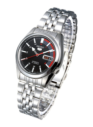 Seiko Analog Watch for Men with Stainless Steel Band, Water Resistant, SNK375J1, Silver-Black