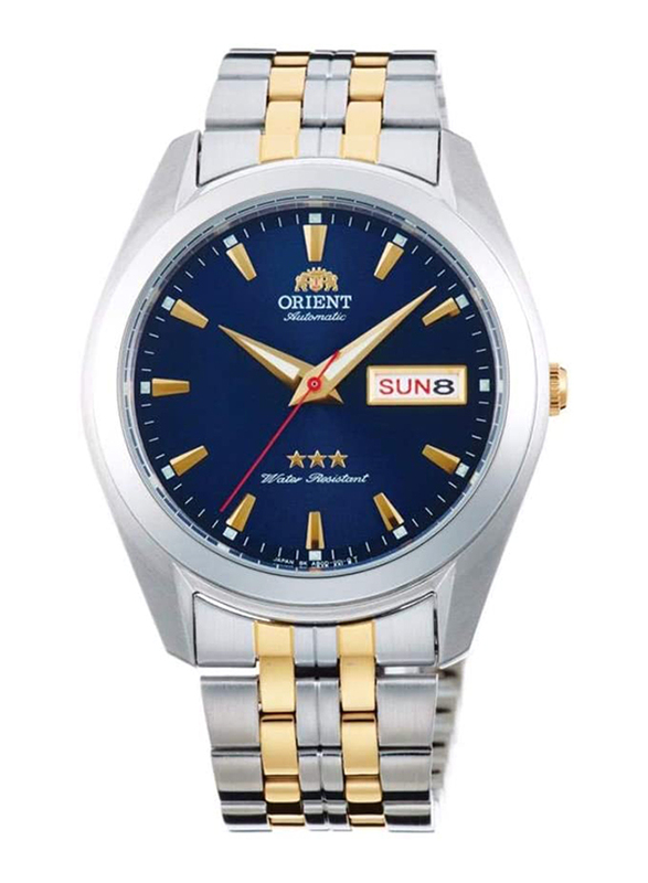 

Orient Tri Star Analog Automatic Watch for Men with Stainless Steel Band, Splash Resistant, RA-AB0029L19B, Silver/Gold-Blue