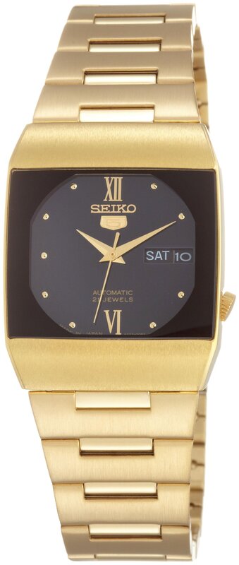 

Seiko Analog Watch for Women with Stainless Steel Band, Water Resistant, SNY014J1, Black-Gold