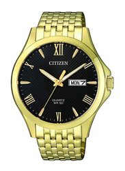 Citizen Analog Quartz Watch for Men with Stainless Steel Band, Water Resistant, BF2022-55H, Gold-Black