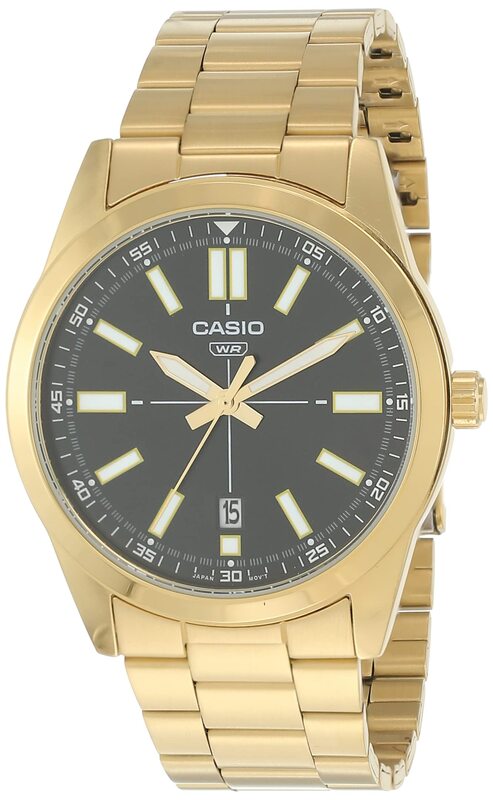 

Casio Analog Watch for Men with Stainless Steel Band, Water Resistant, MTP-VD02G-1EUDF-1, Black-Gold