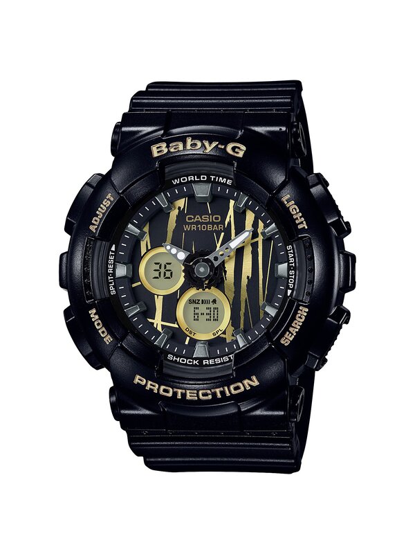 

Casio Analog Watch for Women with Fibre Band, Water Resistant, BA-120SP-1ADR, Black/Gold-Black