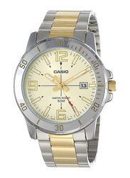Casio Analog Watch for Men with Stainless Steel Band, Water Resistant, MTP-VD01SG-9BVUDF, Silver/Gold-Yellow