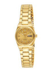 Seiko Series 5 Automatic Analog Watch for Women with Stainless Steel Band, Water Resistant, SYM600K1, Gold