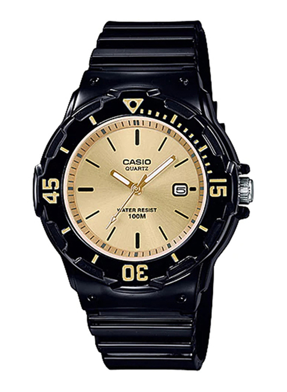 Casio Analog Watch for Women with Resin Band, Water Resistant, LRW-200H-9EVDF, Black-Gold