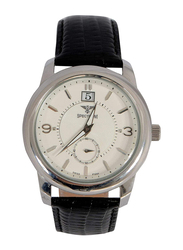 Spectrum Analog Casual Watch for Men with Leather Band, SP93065-1LM, Black-White