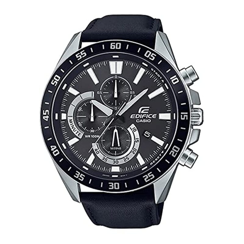 

Casio Edifice Analog Watch for Men with Leather Band, Water Resistant, EFV-620L-1AVUDF, Black-Black