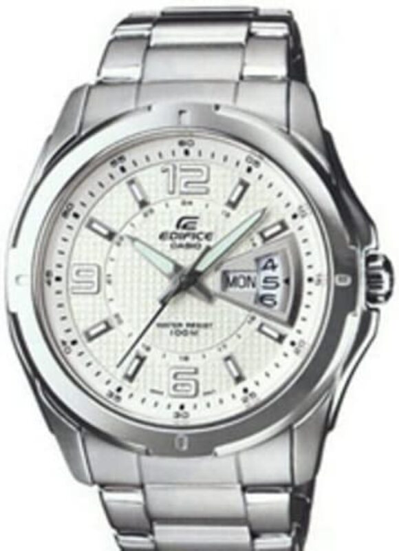 

Casio Edifice Analog Watch for Men with Stainless Steel Band, Water Resistant, EF-129D-7A, Silver-White