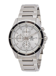 Casio Edifice Analog Watch for Men with Stainless Steel Band, Water Resistant and Chronograph, EFR-526D-7AV, Silver-White