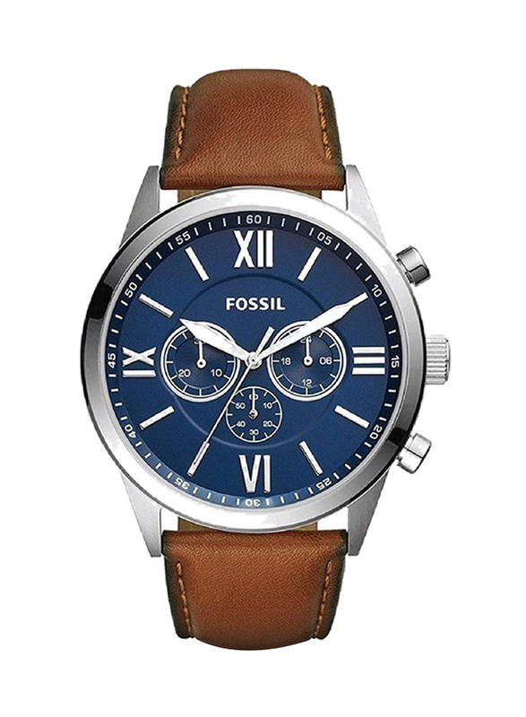 

Fossil Grant Analog Watch for Men with Leather Band, Water Resistant and Chronograph, FS5151, Brown-Blue