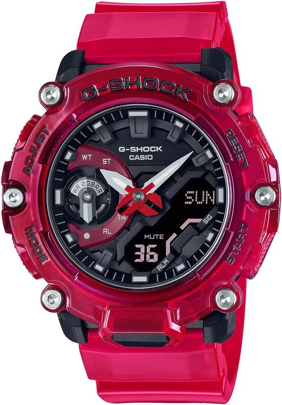 

Casio G-Shock Analog/Digital Watch for Men with Resin Band, Water Resistant, GA-2200SKL-4ADR, Red/Black