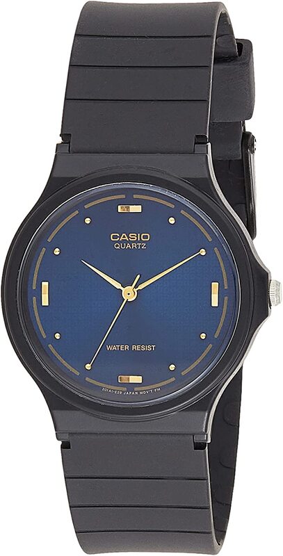 Casio Analog Quartz Watch for Men with Resin Band, Water Resistant, Mq76-2A, Black/Blue