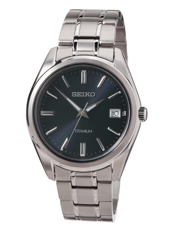 

Seiko Analog Watch for Men with Titanium Band, Water Resistant, SUR373P1, Black-Silver