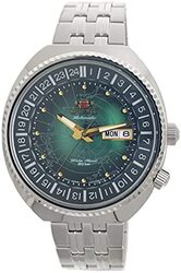 Orient World Map Analog Watch for Men with Stainless Steel Band, Water Resistant, RA-AA0E02E19B, Silver-Green