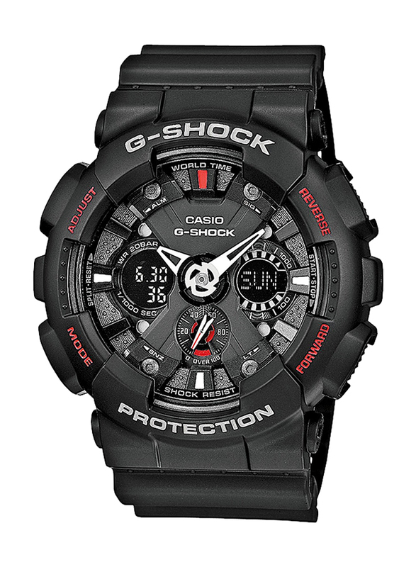 

Casio G-Shock Analog/Digital Watch for Men with Resin Band, Water Resistant and Chronograph, GA-120-1ADR, Black