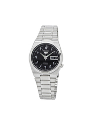 Seiko 5 Automatic Analog Watch for Men with Stainless Steel Band, Water Resistant, SNK063J5, Silver-Black
