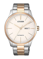 Citizen Analog Watch for Men with Stainless Steel Band, Water Resistant, NH8356-87A, Gold/Silver-White