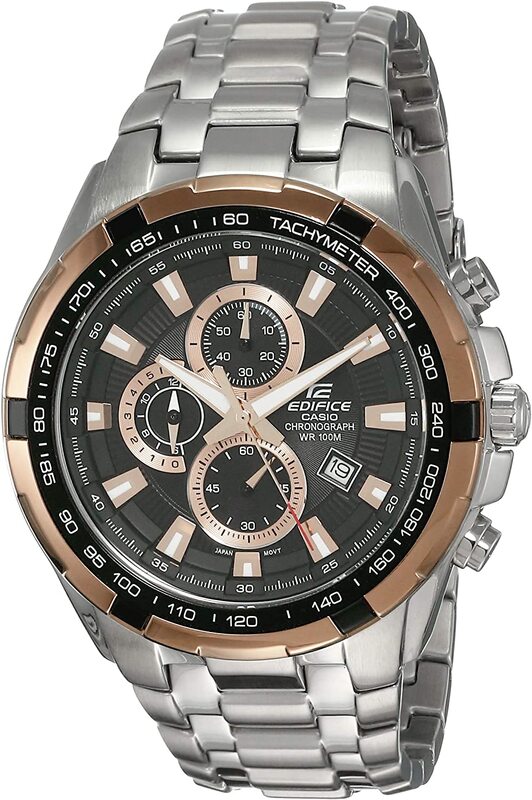 

Casio Analog Edifice Watch for Men with Stainless Steel Band, Water Resistant and Chronograph, ED368, Silver/Gold