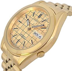 Seiko 21 Jewels Analog Watch for Men with Stainless Steel Band, SNKC08J1, Gold