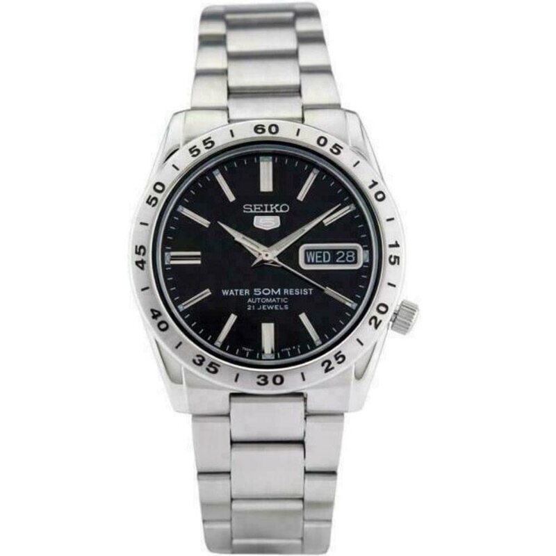 

Seiko Analog Watch for Men with Stainless Steel Band, Water Resistant, SNKE01J, Black-Silver