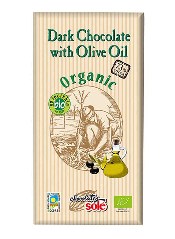 Chocolates Sole Organic Dark Chocolate with 73% Cocoa & Olive Oil, 100g
