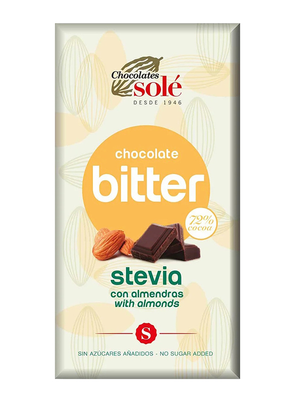 Chocolates Sole Stevia Dark Chocolate with Almond, 100g