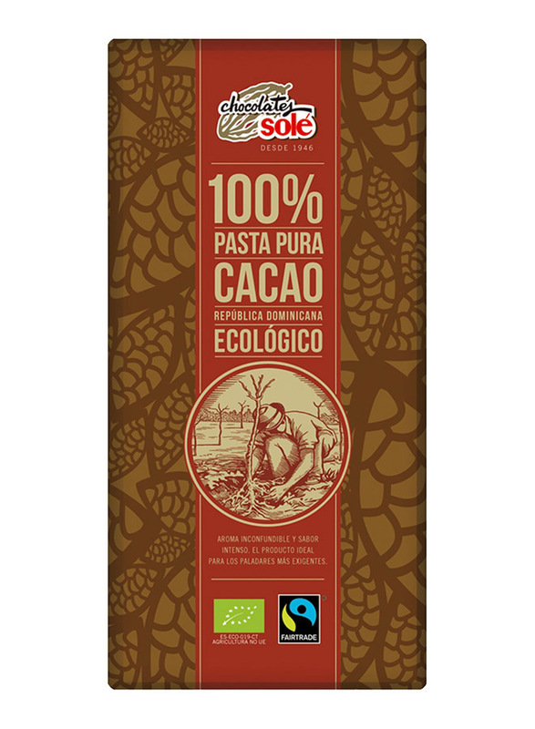 Chocolates Sole Organic Dark Chocolate with 100% Cocoa, 100g