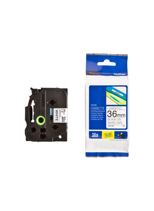 Brother TZE-261 Black on White Label Tape, 36mm, Multicolour