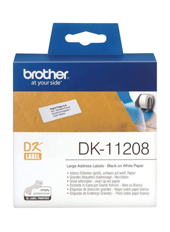 Brother Large Address Label Roll, 38 x 90mm, DK-11208, White