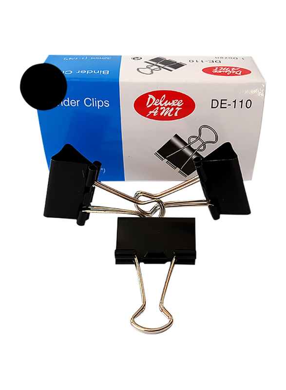 

Deli Binder Clip Set, 32mm, 12-Piece, Black