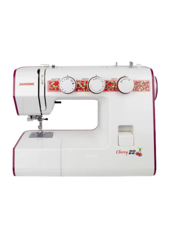 

Janome Cherry 22 Sewing Machine, 22 Stitches, White/Red