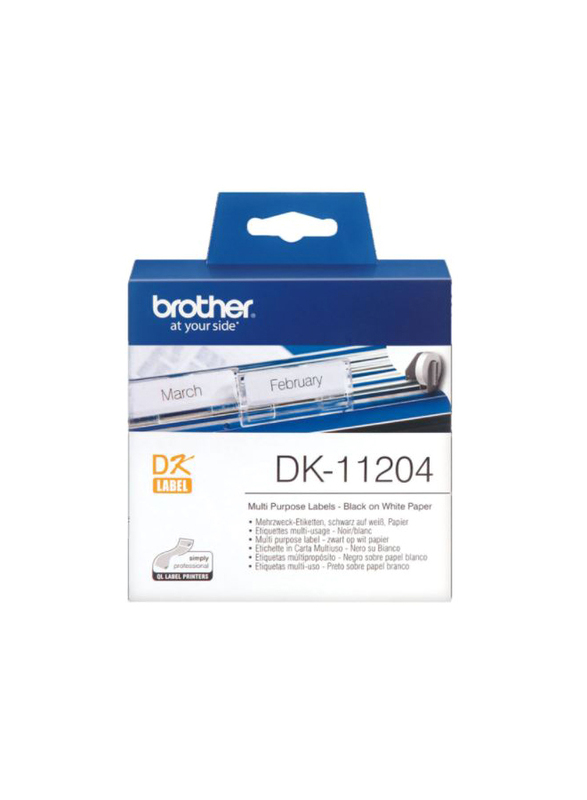 Brother DK-11204 Multi-Purpose Black on White Label, 17 x 54mm, Multicolour