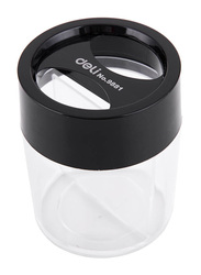 Deli 9881 Magnetic Top Clip Dispenser, Black/Clear