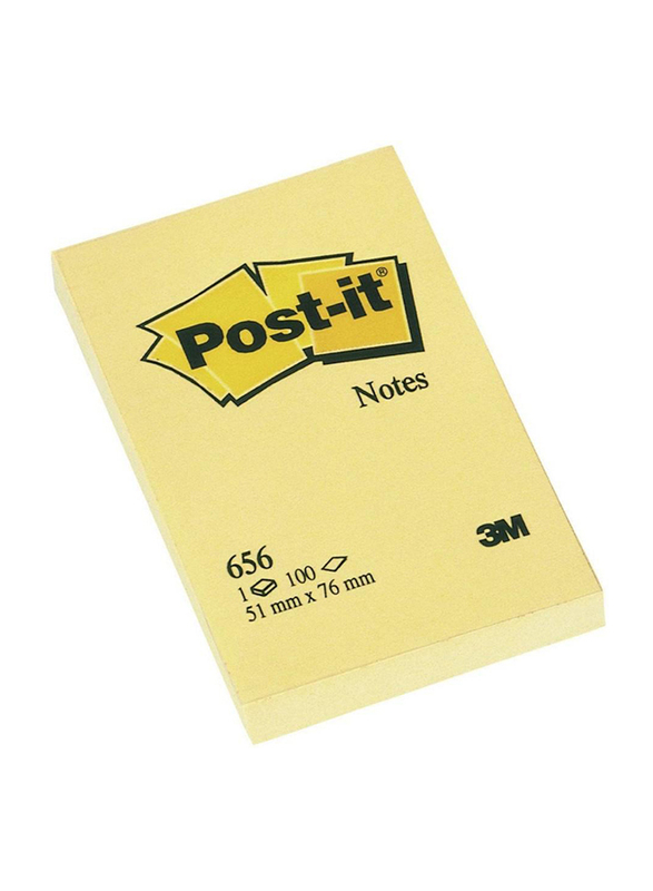 

3M 656 Post-It Sticky Notes, 2 x 3-inch, 100 Sheets, Yellow