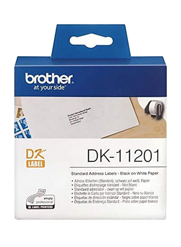 Brother Standard Address Label Roll, 29 x 90mm, DK-11201, Black/White
