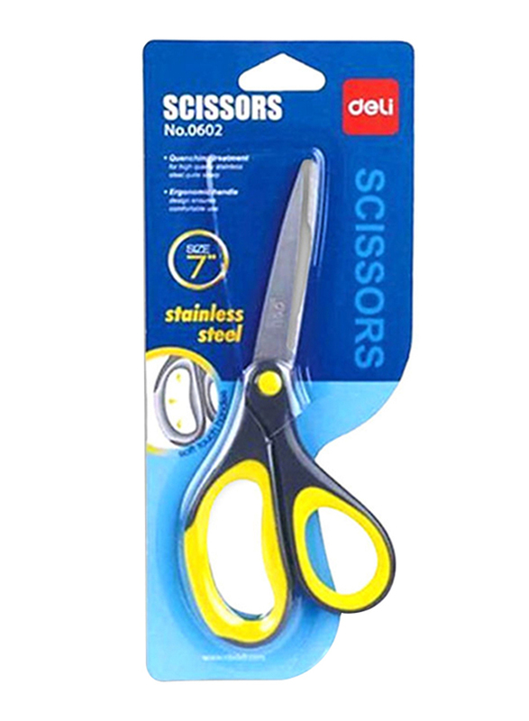 

Deli 0602 Stainless Steel Scissors, 177mm, Black/Yellow/Silver