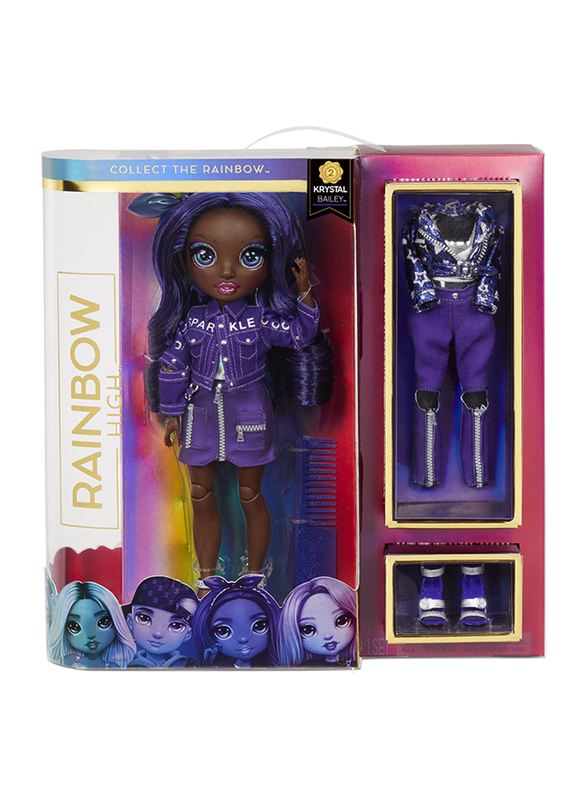 

Rainbow High Series-2 Krystal Bailey (Indigo) Fashion Doll Set, Ages 3+