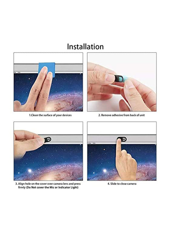 Web Camera Cover Slide for Laptops/Smartphones, 3-Piece, Black