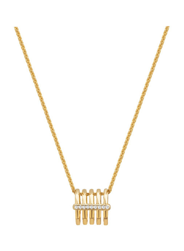 Cerruti 1881 Gold Plated Stainless Steel Triple Chain Necklace for Women with Diamond Stone Vertical Pendant, Gold