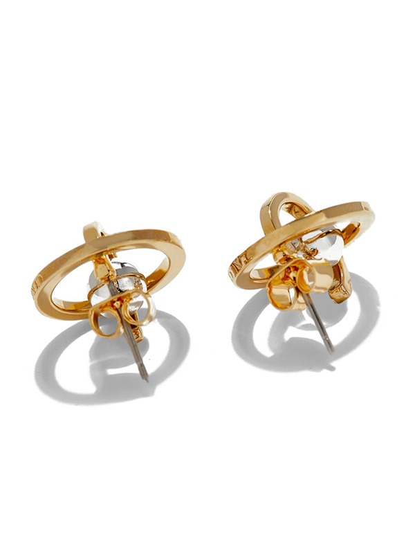 Cerruti 1881 Gold Plated Stainless Steel Stud Earrings for Women with Rhodium Beads, Gold