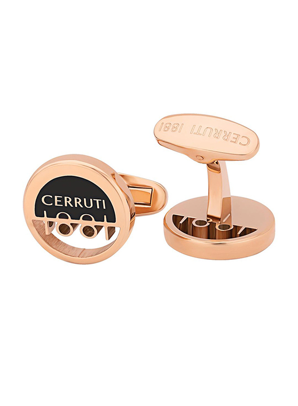 Cerruti 1881 Mens Cufflinks, Stainless Steel, with Cerruti 1881 Logo, Rose Gold/Black