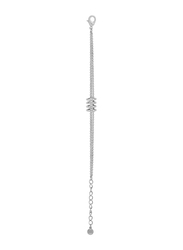 Cerruti 1881 Silver Chain Bracelet for Women, with Triple Chains and Stone, Silver