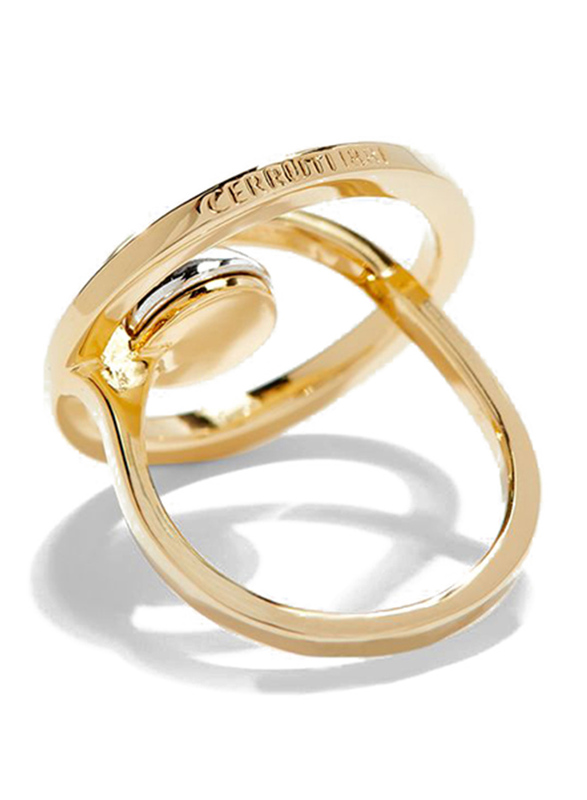 Cerruti 1881 Gold Plated Fashion Ring for Women with Rhodium Metal Bead Stone, Gold, EU 56